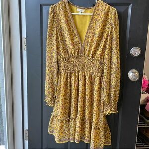Max Studio size large yellow floral dress